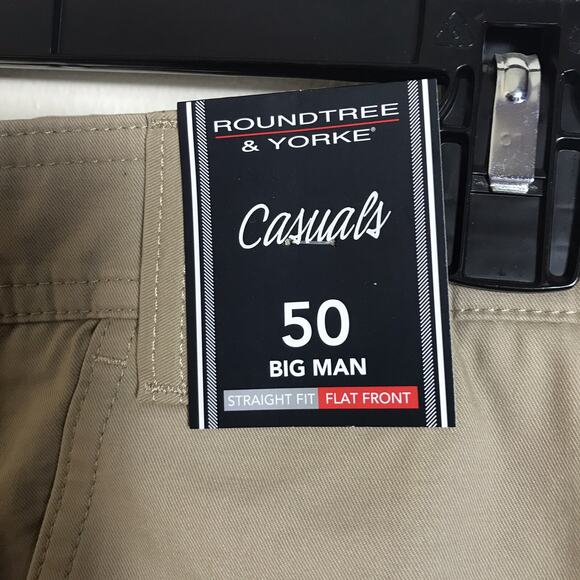 Casuals Roundtree Yorke Shorts Mens BIG 50 Khaki Classic Straight Flat Front $52 - Picture 5 of 5
